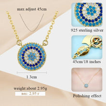 Load image into Gallery viewer, Circular Mosaic-style Evil Eye Silver Necklace - NecklaceGold