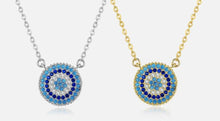 Load image into Gallery viewer, Circular Mosaic-style Evil Eye Silver Necklace - NecklaceGold
