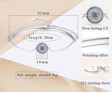 Load image into Gallery viewer, Circular Stone Mosaic Evil Eye Silver Half Bangle Bracelet - Bracelet
