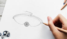 Load image into Gallery viewer, Circular Stone Mosaic Evil Eye Silver Half Bangle Bracelet - Bracelet