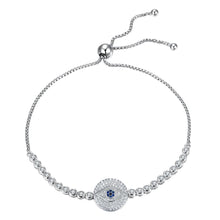 Load image into Gallery viewer, Circular White Stone Evil Eye Silver Bracelet - Bracelet