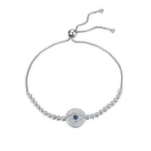 Load image into Gallery viewer, Circular White Stone Evil Eye Silver Bracelet - Bracelet