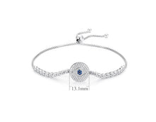Load image into Gallery viewer, Circular White Stone Evil Eye Silver Bracelet - Bracelet