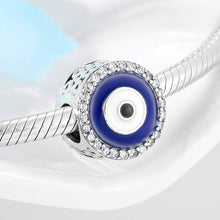 Load image into Gallery viewer, Classic Blue and White Evil Eye Silver Charm Bead - Charm Bead