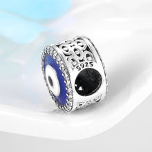 Load image into Gallery viewer, Classic Blue and White Evil Eye Silver Charm Bead - Charm Bead