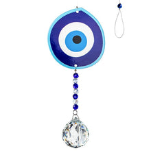 Load image into Gallery viewer, Classic Blue Greek Evil Eye with Single Large Suncatcher Crystal Wall Hanging - Wall Hanging