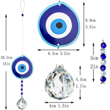 Load image into Gallery viewer, Classic Blue Greek Evil Eye with Single Large Suncatcher Crystal Wall Hanging - Wall Hanging