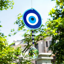 Load image into Gallery viewer, Classic Blue Greek Evil Eye with Single Large Suncatcher Crystal Wall Hanging - Wall Hanging