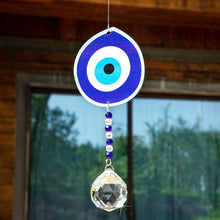 Load image into Gallery viewer, Classic Blue Greek Evil Eye with Single Large Suncatcher Crystal Wall Hanging - Wall Hanging