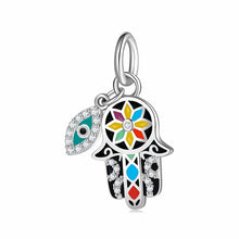 Load image into Gallery viewer, Colorful Enamel Hamsa Hand Silver Pendant - Pendant