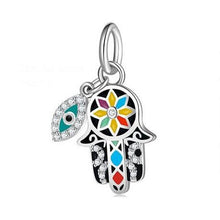 Load image into Gallery viewer, Colorful Enamel Hamsa Hand Silver Pendant - Pendant