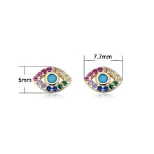 Load image into Gallery viewer, Colorful Eye Shaped Evil Eye Silver Earrings - Earrings