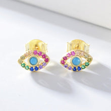 Load image into Gallery viewer, Colorful Eye Shaped Evil Eye Silver Earrings - Earrings