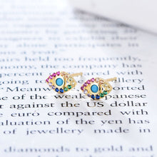 Load image into Gallery viewer, Colorful Eye Shaped Evil Eye Silver Earrings - Earrings