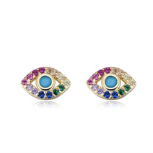 Load image into Gallery viewer, Colorful Eye Shaped Evil Eye Silver Earrings - Earrings