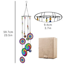 Load image into Gallery viewer, Colorful Flower Design Evil Eyes Wind Chimes - Wind Chime