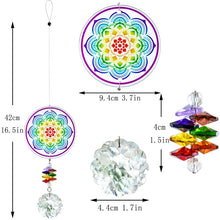 Load image into Gallery viewer, Colorful Flower Mandala Wall Hanging with Single Large Suncatcher Crystal - Wall Hanging