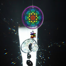 Load image into Gallery viewer, Colorful Flower Mandala Wall Hanging with Single Large Suncatcher Crystal - Wall Hanging
