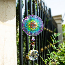 Load image into Gallery viewer, Colorful Flower Mandala Wall Hanging with Single Large Suncatcher Crystal - Wall Hanging