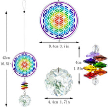 Load image into Gallery viewer, Colorful Flower Of Life Wall Hanging with Single Large Suncatcher Crystal - Wall Hanging