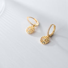 Load image into Gallery viewer, Colorful Mosaic Stone Studded Evil Eye Silver Earrings - EarringsSilver