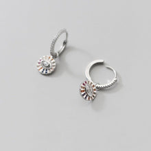 Load image into Gallery viewer, Colorful Mosaic Stone Studded Evil Eye Silver Earrings - EarringsSilver