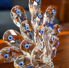 Load image into Gallery viewer, Crystal Peacock with Evil Eyes Desktop Ornament - OrnamentSmall
