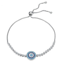 Load image into Gallery viewer, Dazzling Bejewelled Silver Evil Eye Bracelet - Bracelet