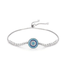 Load image into Gallery viewer, Dazzling Bejewelled Silver Evil Eye Bracelet - Bracelet