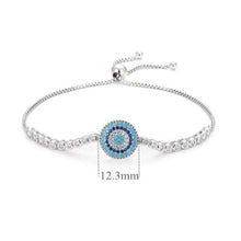 Load image into Gallery viewer, Dazzling Bejewelled Silver Evil Eye Bracelet - Bracelet