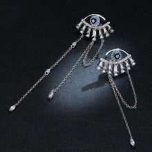 Load image into Gallery viewer, Dazzling Evil Eye Silver Statement Earrings - Earrings