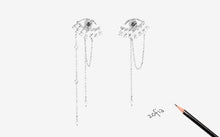 Load image into Gallery viewer, Dazzling Evil Eye Silver Statement Earrings - Earrings