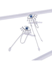 Load image into Gallery viewer, Dazzling Evil Eye Silver Statement Earrings - Earrings