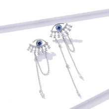 Load image into Gallery viewer, Dazzling Evil Eye Silver Statement Earrings - Earrings