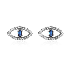 Load image into Gallery viewer, Deep Blue and White Stone Eye Shaped Evil Eye Earrings - Earrings