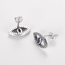 Load image into Gallery viewer, Deep Blue and White Stone Eye Shaped Evil Eye Earrings - Earrings