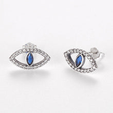 Load image into Gallery viewer, Deep Blue and White Stone Eye Shaped Evil Eye Earrings - Earrings