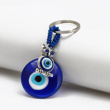 Load image into Gallery viewer, Deep Blue Evil Eye Keychains - 10 Designs - KeychainEvil Eye with OwlBlue
