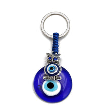 Load image into Gallery viewer, Deep Blue Evil Eye Keychains - 10 Designs - KeychainEvil Eye with OwlBlue