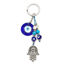 Load image into Gallery viewer, Deep Blue Evil Eye Keychains - 10 Designs - KeychainEvil Eye with Hamsa HandBlue
