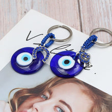 Load image into Gallery viewer, Deep Blue Evil Eye Keychains - 10 Designs - KeychainEvil Eye with One Hanging BeadBlue