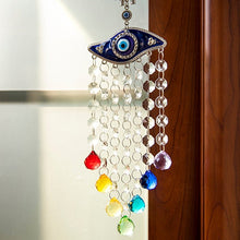 Load image into Gallery viewer, Deep Blue Evil Eye Wall Hanging with Suncatcher Crystals - Wall Hanging