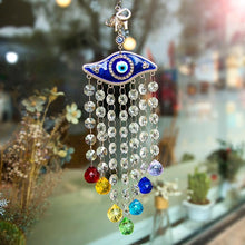 Load image into Gallery viewer, Deep Blue Evil Eye Wall Hanging with Suncatcher Crystals - Wall Hanging