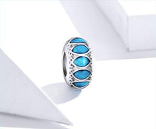 Load image into Gallery viewer, Deep Blue Stone Evil Eye Silver Charm Bead - Charm Bead