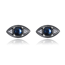 Load image into Gallery viewer, Deep Blue Stone Evil Eye Silver Earrings - Earrings
