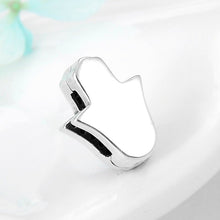 Load image into Gallery viewer, Deep Blue Stone Hamsa Hand Silver Charm Bead - Charm Bead