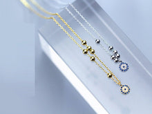 Load image into Gallery viewer, Delicate Beaded Evil Eye Silver Necklaces - NecklaceSilver