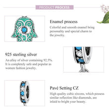 Load image into Gallery viewer, Downward Facing Turquoise Hamsa Hand with Evil Eye Pendant - Pendant