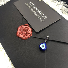 Load image into Gallery viewer, Drop Shaped Blue Enamel Evil Eye Silver Pendant - Pendant