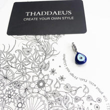 Load image into Gallery viewer, Drop Shaped Blue Enamel Evil Eye Silver Pendant - Pendant